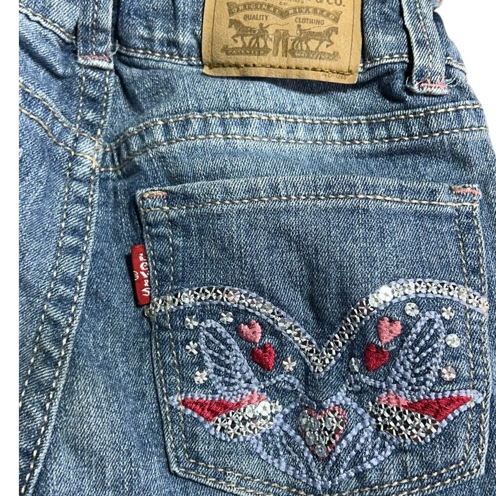 Levi Strauss Vintage Y2K embroidered bird and gem 710 super skinny girls jeans